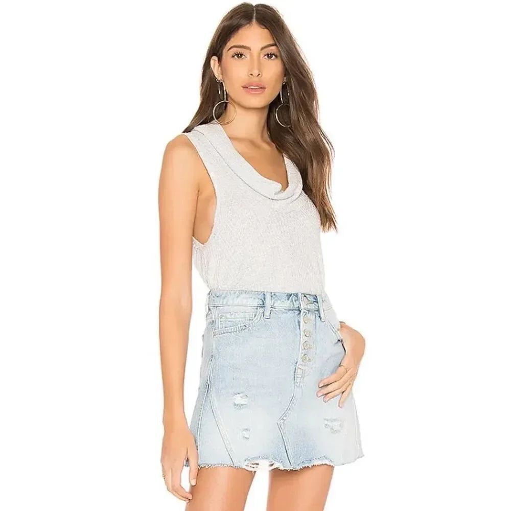 Free People We The Free Heather Gray Swing It Cowl Neck Swing Tank, Size XS